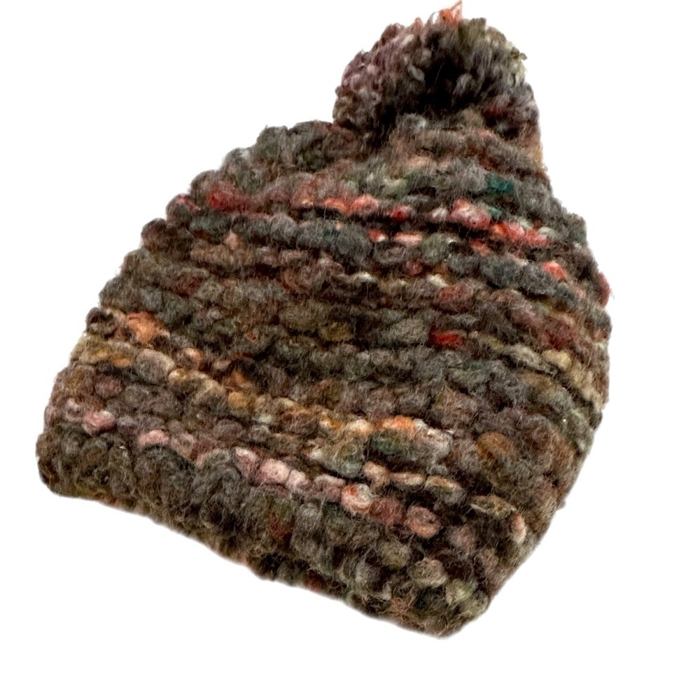 Nardi & Tagliaferri Made In Italy Earthy Chunky Knit Beanie Hat with Pom